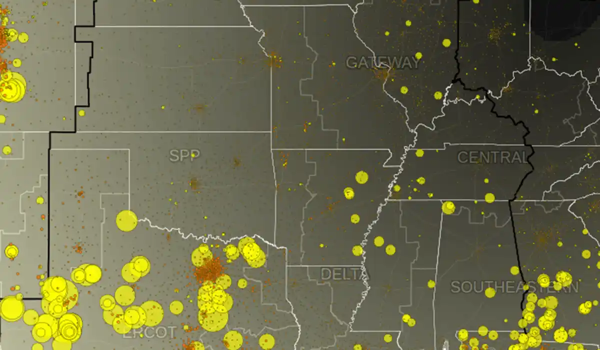US map showing data from an eclipse.
