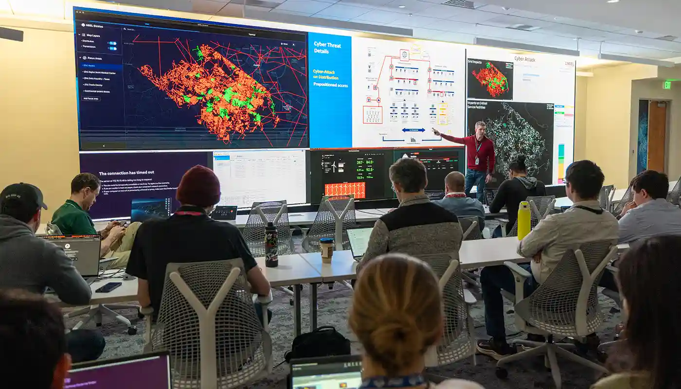 Person giving a presentation to a small group.