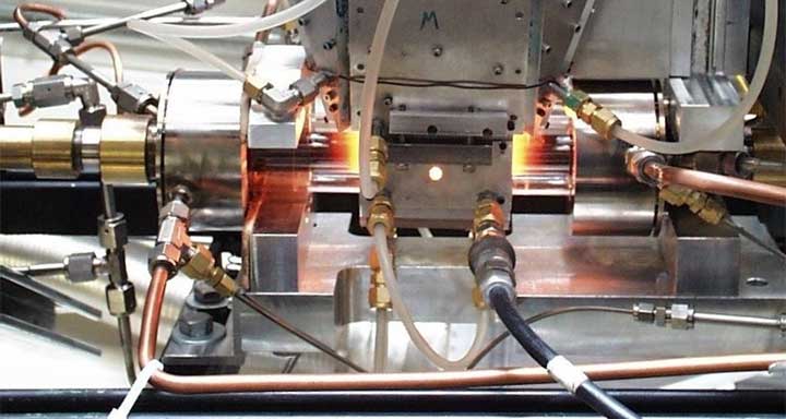 csp-solar-fuels-720-thumb A solar thermochemical reactor features a red-hot region visible inside a quartz tube.