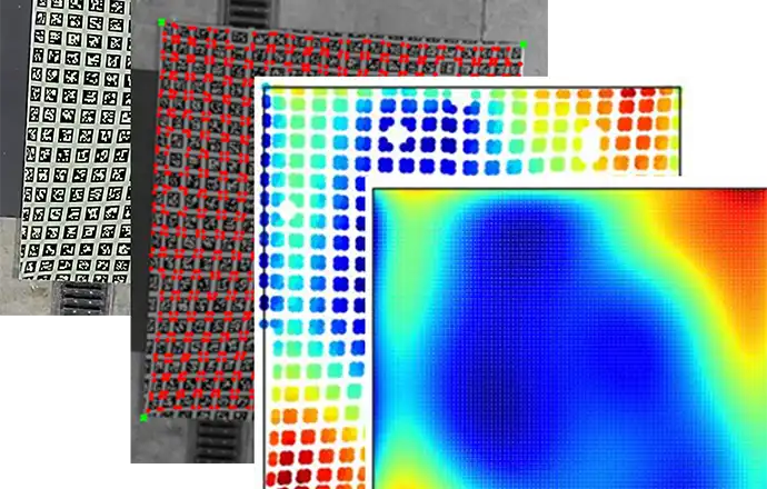 retna-flt Reflected targets are identified and used to assess the surface shape of a sample mirror.