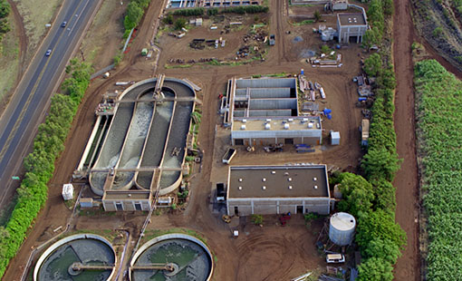 maui-wastewater-plant-00589 An aerial image of a water treatment plant.