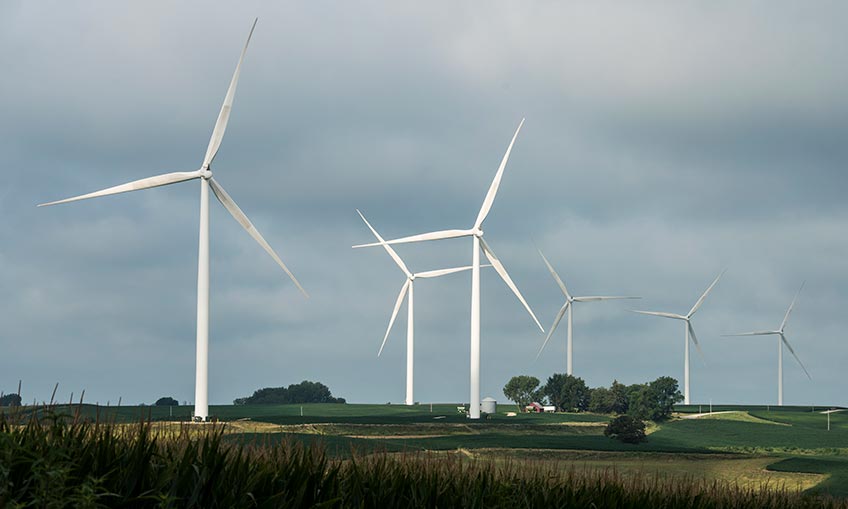 20180508-wind-47334 Wind turbines stretch to the horizon on this property in Iowa.