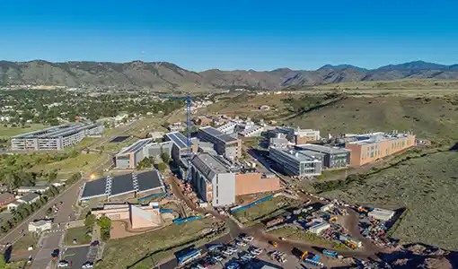 Continue reading about An aerial view of the South Table Mountain Campus.