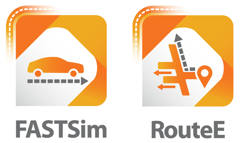 20250722-nrel-transportation-researchers-recognized-for-leadership-innovativeness-collaboration-vehicle-technologies-office-annual-merit-reviews-icon Tool logos for FASTSim and RouteE