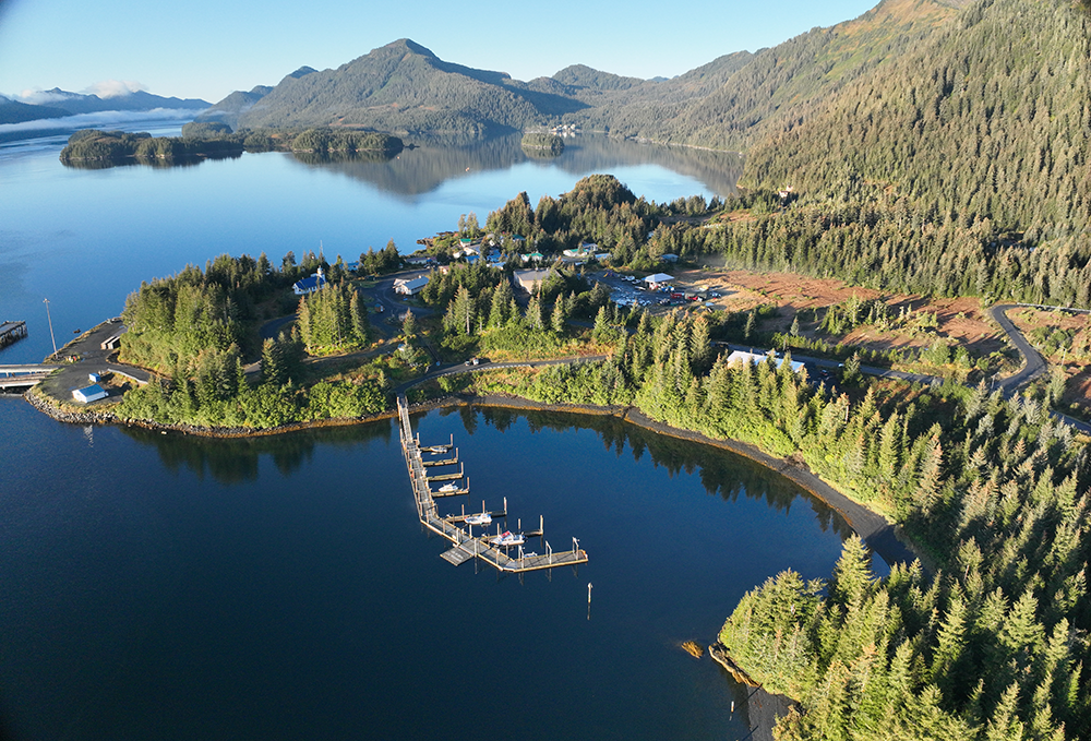 20250723-nrel-technical-support-empowers-local-governments-tribes-boost-energy-efficiency-cut-costs-chenega Aerial image of Chenega, Alaska