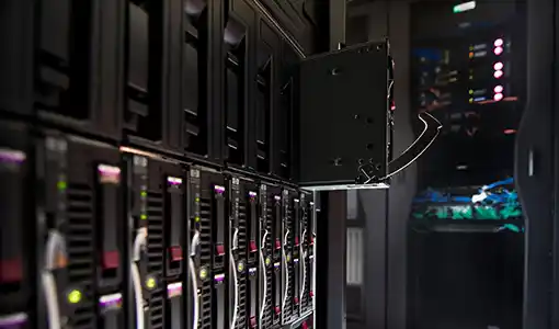 Continue reading about A server being installed in a data center.