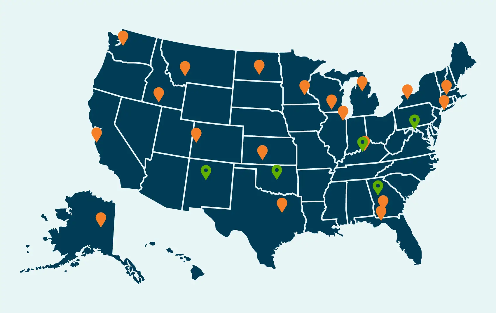 20260127-from-airports-to-elementary-schools-new-examples-of-geothermal-heating-and-cooling-sites-emerge-map A map of the United States.