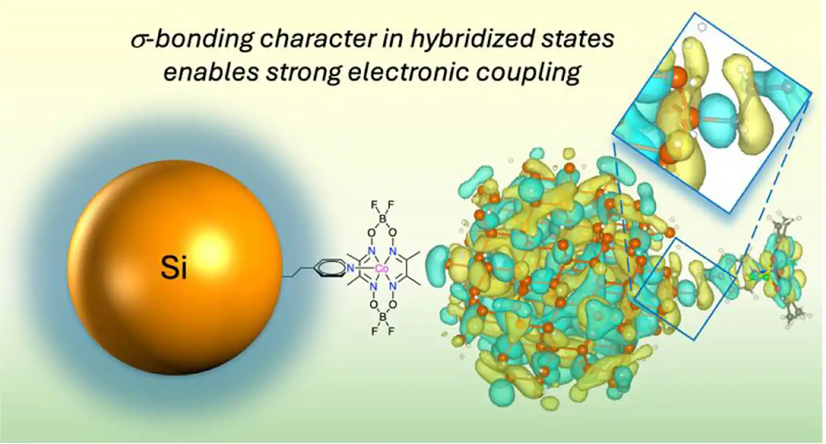Visualization of the silicon nanocrystal bonded to the catalyst.