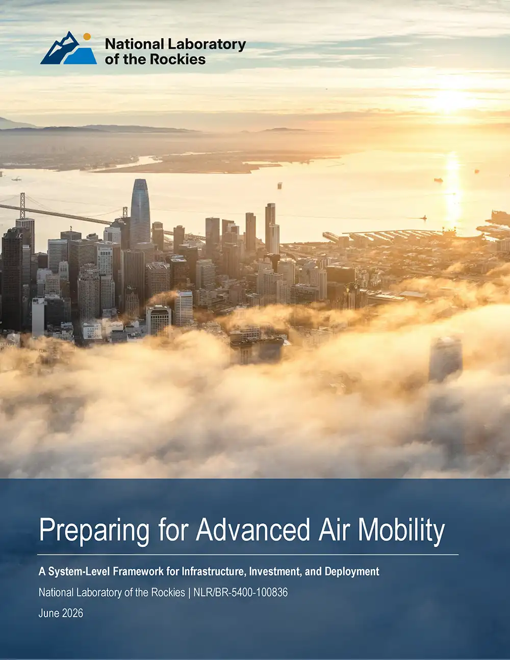 A report cover for the Preparing for Advanced Air Mobility report.