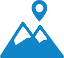 pv-applications-remote-locations Icon of mountains with a pin above them.