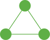 Illustration of molecules connected together in a triangle-shaped pattern.