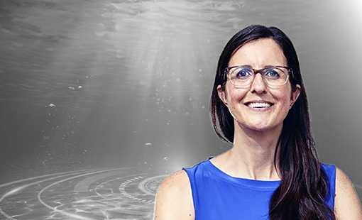 beneaththesurface-kerry-strout-grantham-510x310 Kerry Strout Grantham overlain on a black-and-white photo underwater.